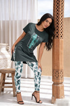 بيجامة حريمي صيفي قطن ليكرا مطبوعة