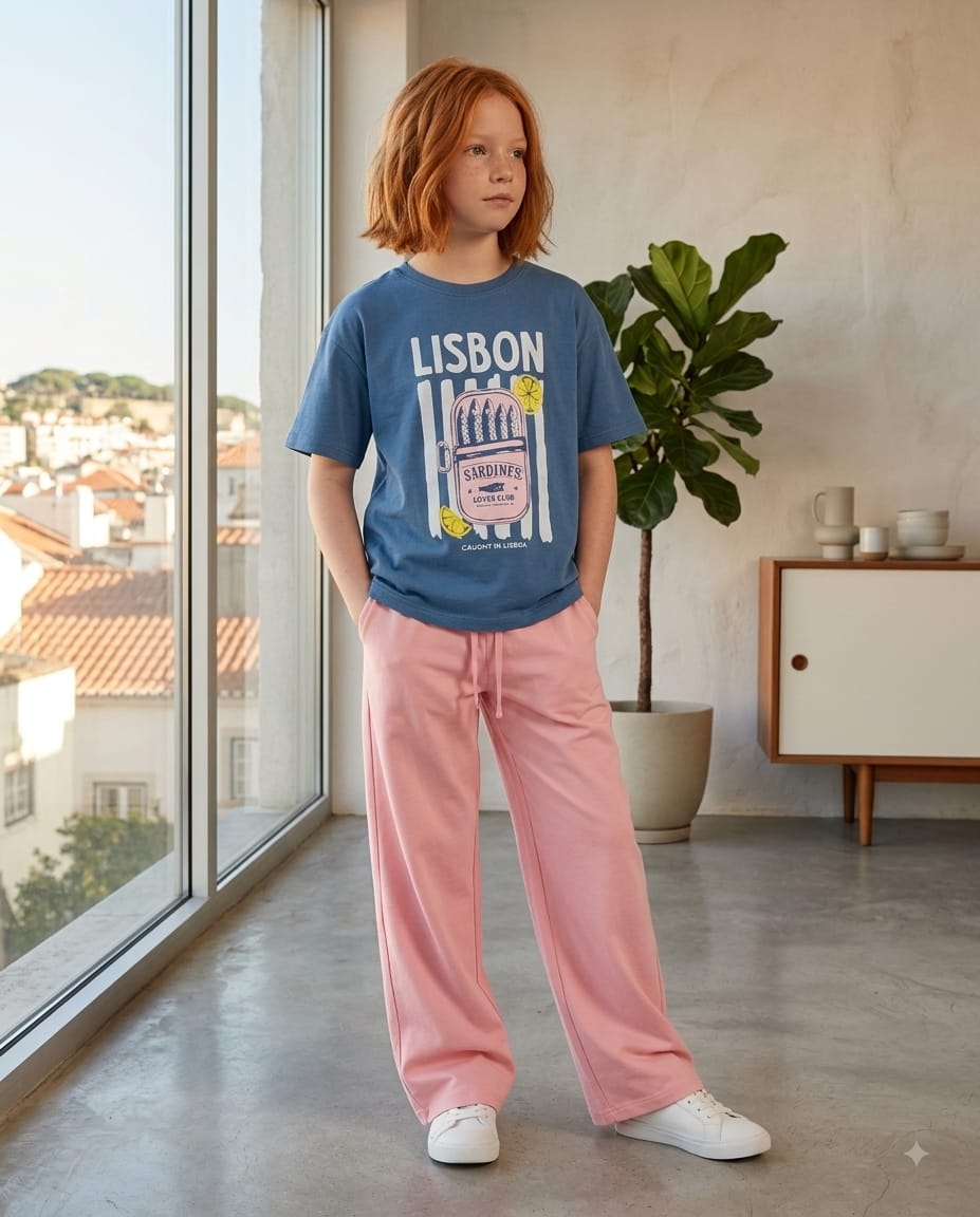ترنج بناتي صيفي Lisbon Vibes - طقم قطن خروج قطعتين - مقاسات 6 إلى 16